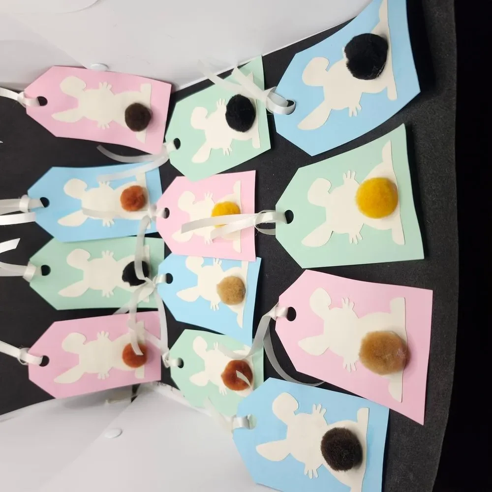 Hand Crafted Pastel 3-D Bunny Gift Tags Thank You Cards Set Of 12